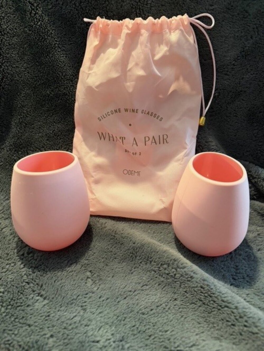 What A Pair Pink Silicone Wine glasses
